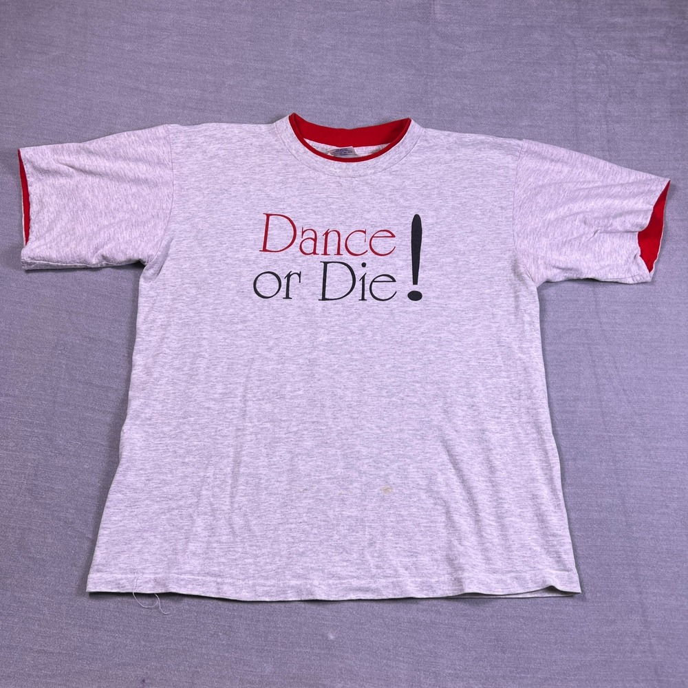 Belton Dance or Dye Graphic Single Stitch T-Shirt Mens L Gray Cotton Made in USA